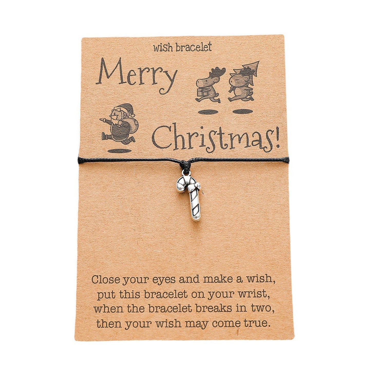 Christmas Card Alloy Pendant Hand Weaving Bracelets