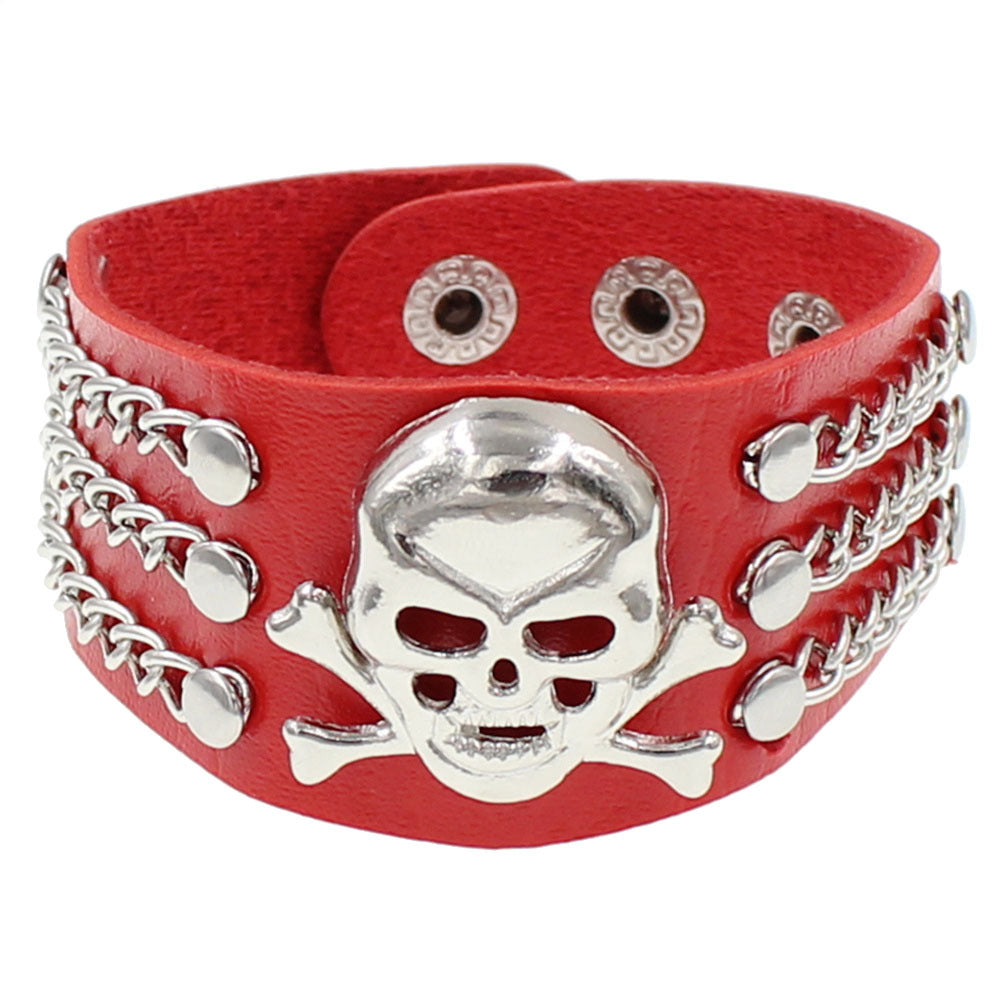Protection Leather Fashion Punk Rivet Nightclub Domineering Ghost Skull Bracelet