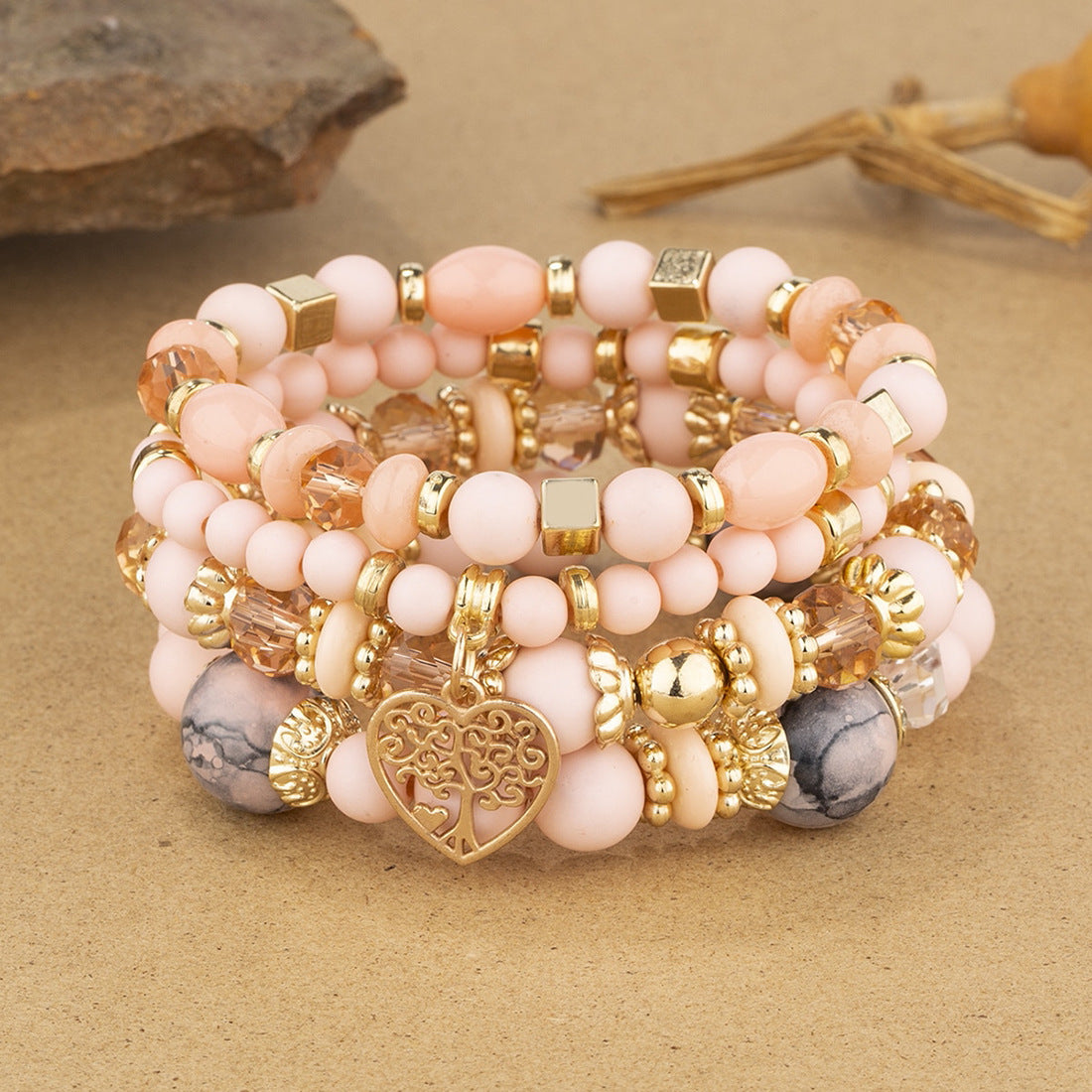 Fashion Bohemian Ethnic Style Crystal Peach Bracelets