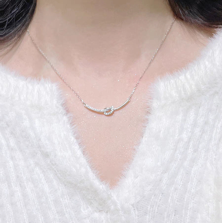 Sier High Sense Heart Clavicle Chain Necklace