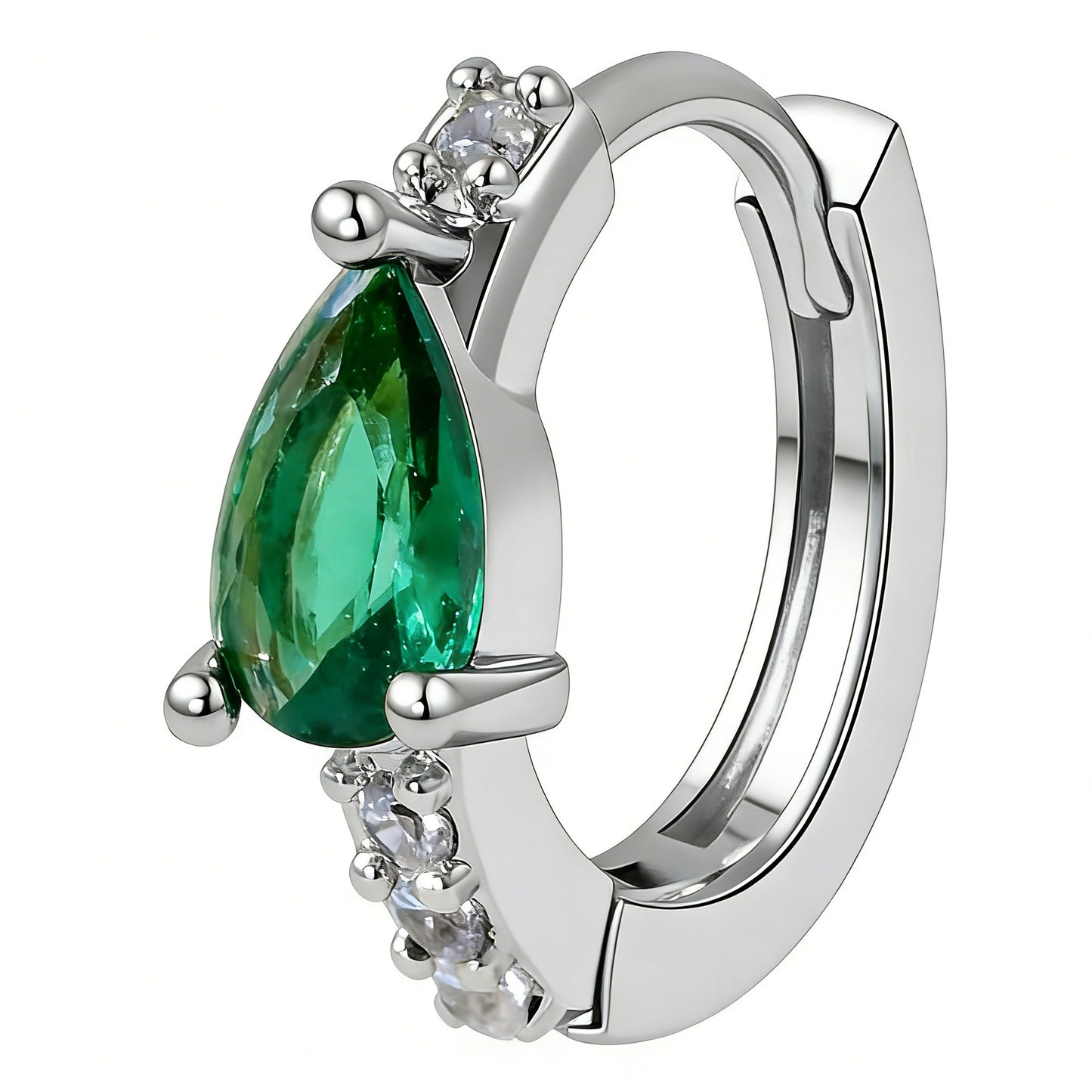 Gold Clip Female Temperament Wild Inlaid Emerald Zircon Earrings