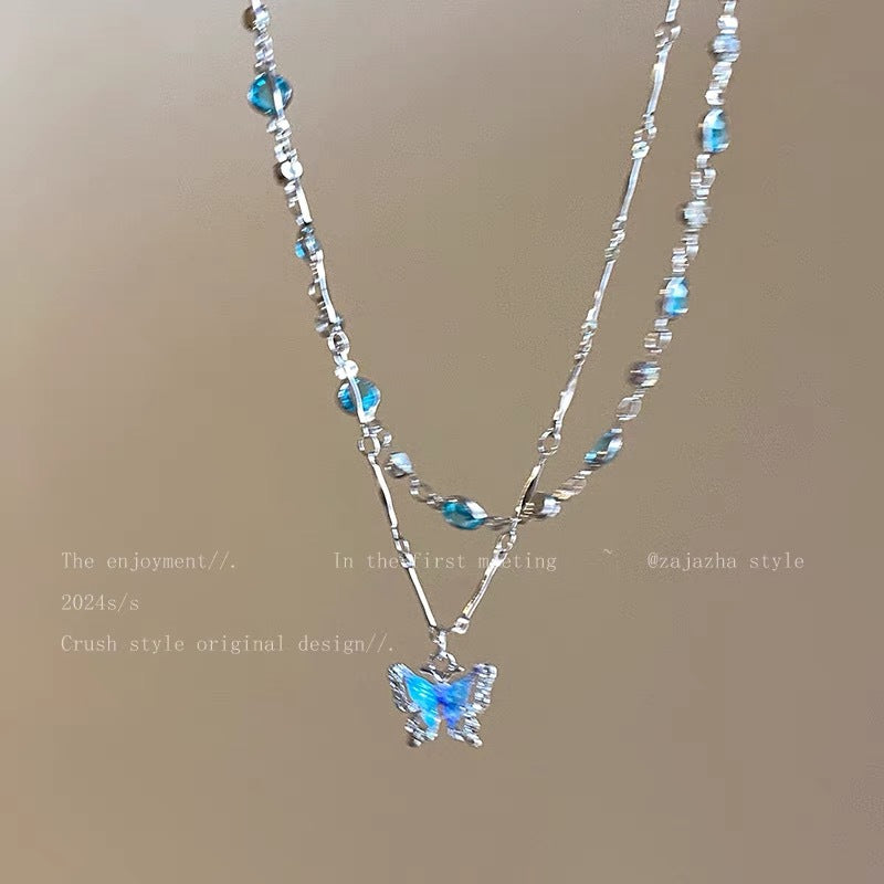 Women's Summer Cool High-grade Butterfly For Light Luxury Minority Clavicle Chain Necklace