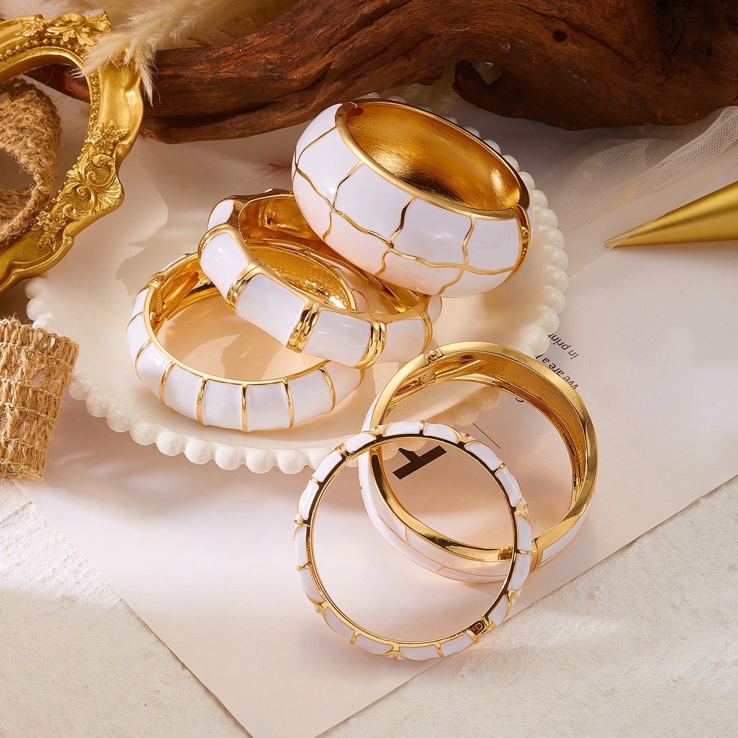 Women's Retro Enamel Alloy Bamboo Exaggerated Personalized Bracelets