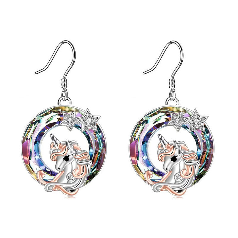 Colliers porte-bonheur avec pendentif en cristal Kirin coloré en brocart