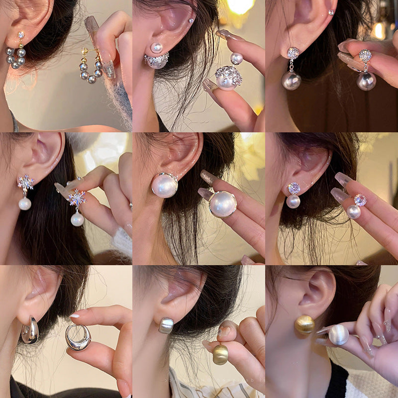 Women's Needle Light Luxury Minority Pearl Exquisite Micro Inlaid Earrings