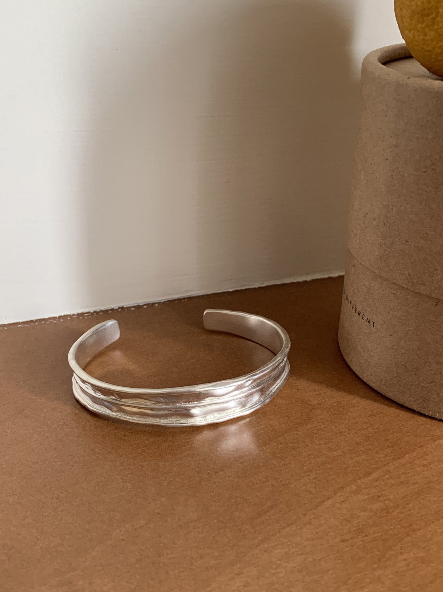 Matte Sterling Sier Texture Opening Minimalist Bracelet