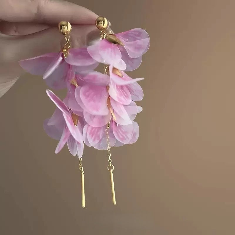Fresh Blue Fabric Flower Elegant Sweet Rings