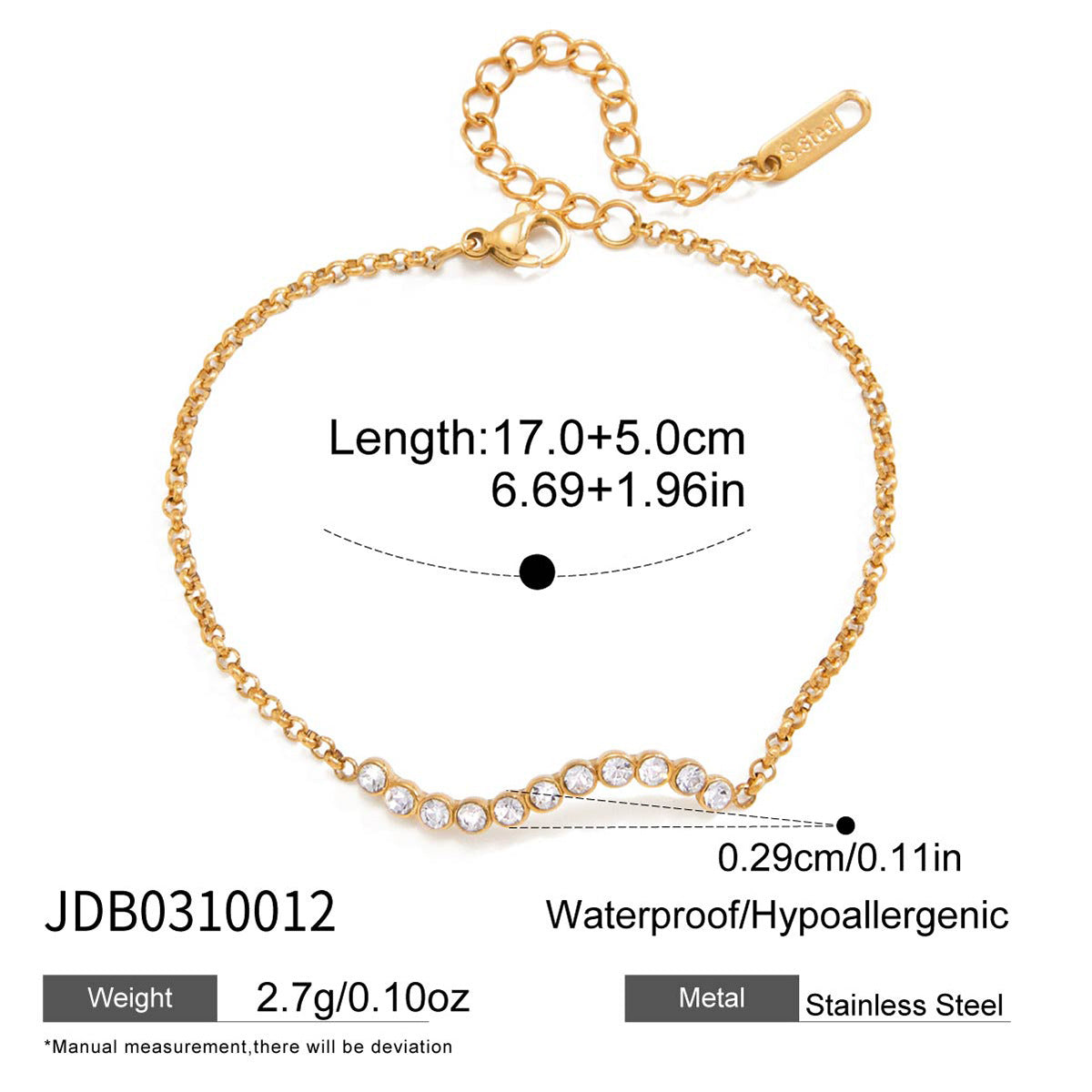Ding Stainless Steel Zircon Tennis Light Luxury High-grade Korean Bracelet