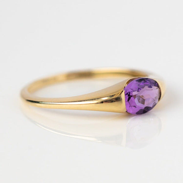 Women's Gold Inlaid Purple Gemstone Simple Fashion Rings