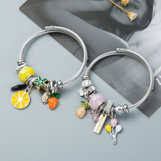 Dora Creative verstellbare Armbänder mit Frucht-Ananas-Anhänger