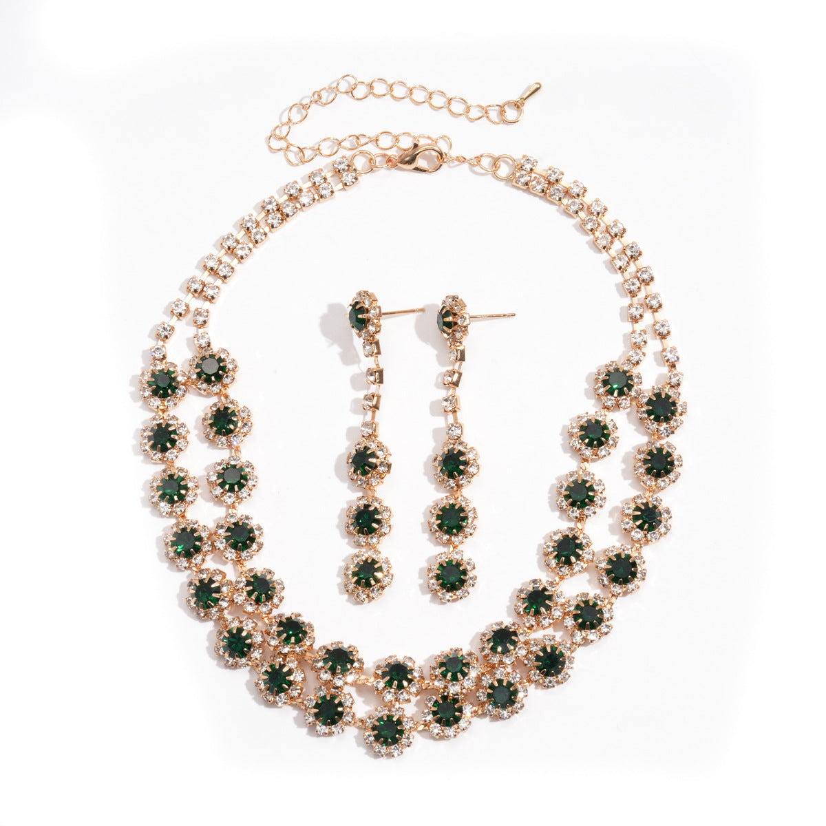 With Diamond Flower Ear Niche Design Clavicle Jewelry Set