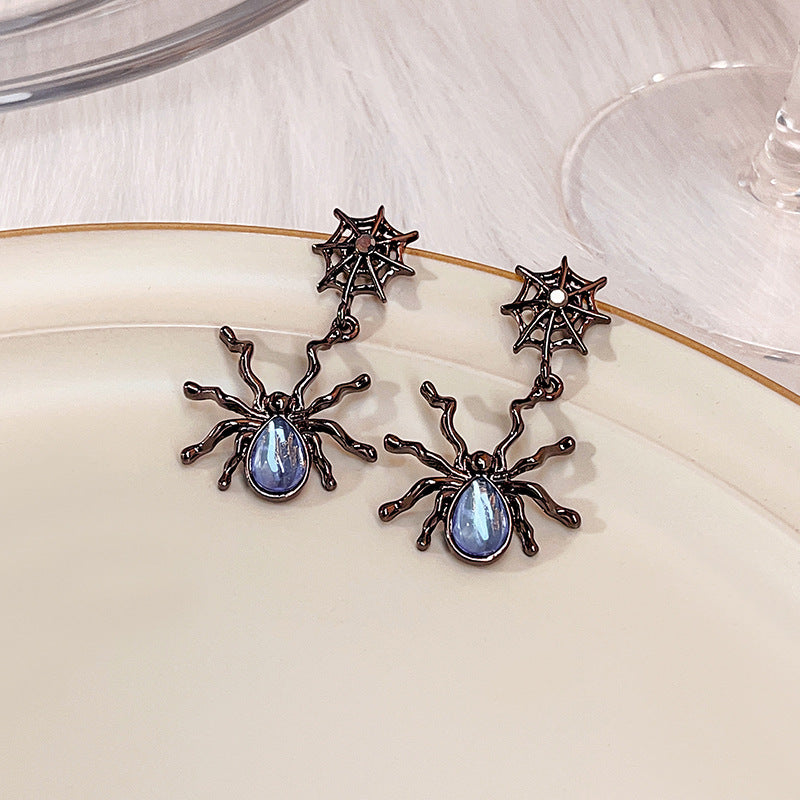 Dark Spider Moonstone Personalized Three-dimensional Metal Earrings