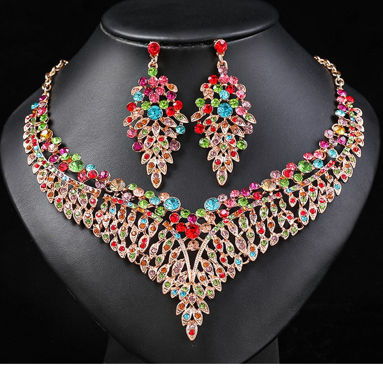 Alloy Clavicle Chain Royal Court Style Vintage High-key Dignified Crystal Rings