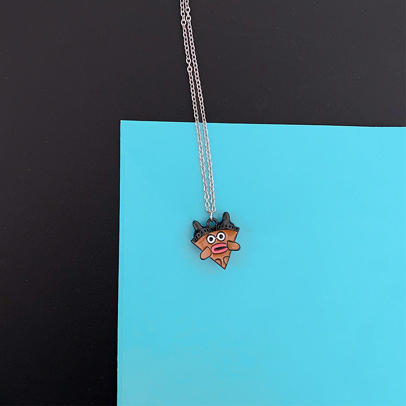 Ugly Pizza Magnetic Cartoon Fashion Senior Niche Necklace