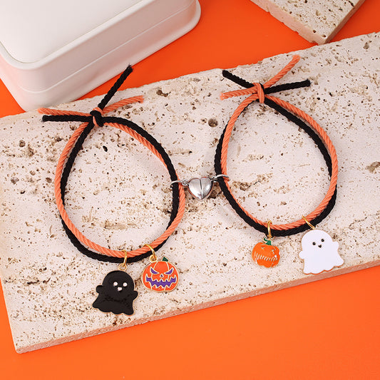 Women's & Men's & Color Matching Pumpkin Ghost Pendant Bracelets