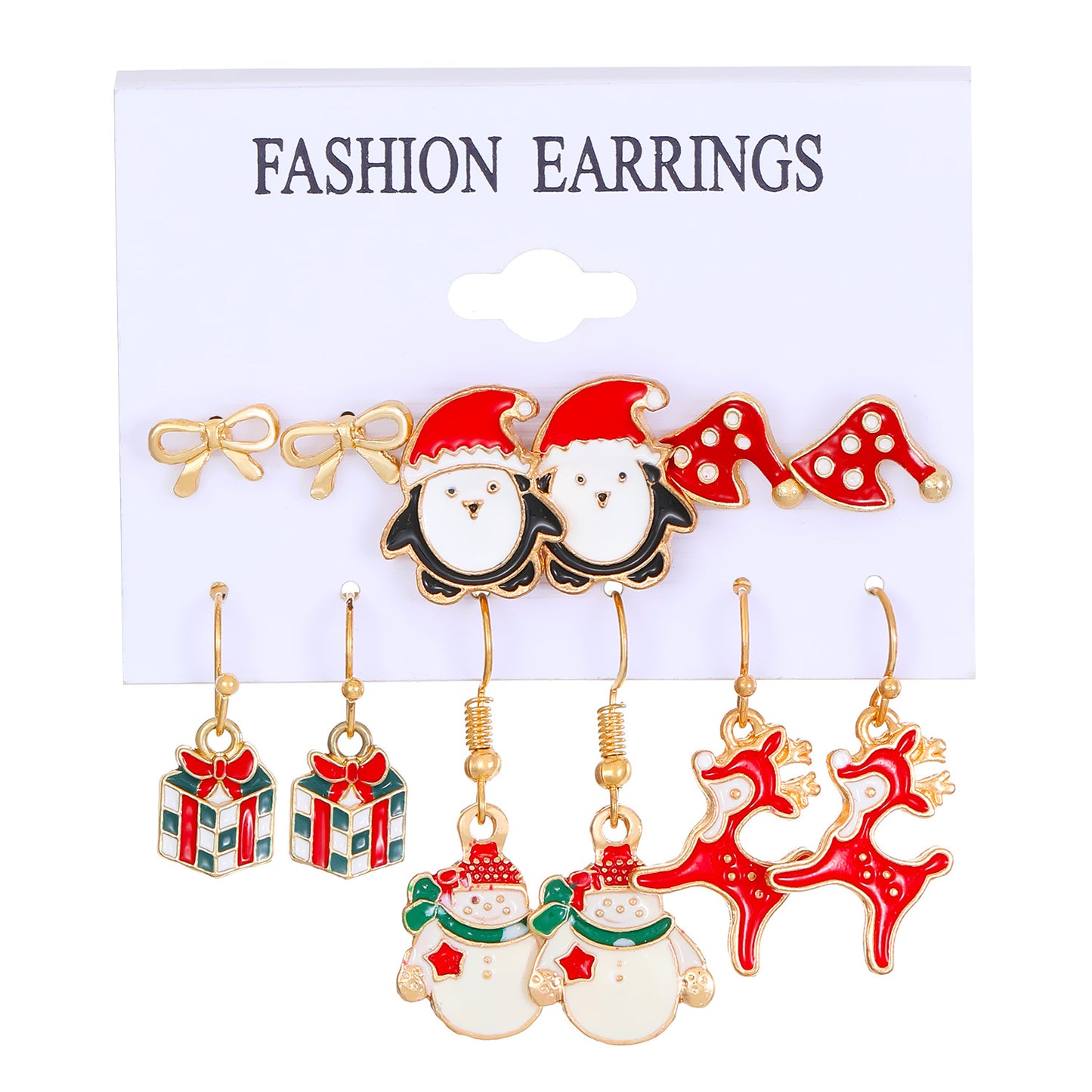 Women's Christmas Suit Drop Oil Jingling Bell Elk Tree Earings Earrings