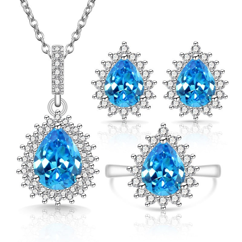 Women's Drop-shaped Colored Gems The Crystal Live Rings