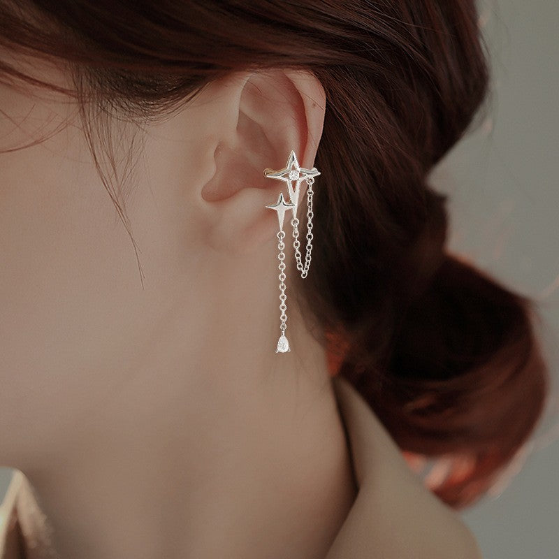 Starry Long Pearl Tassel Zircon Without Rings