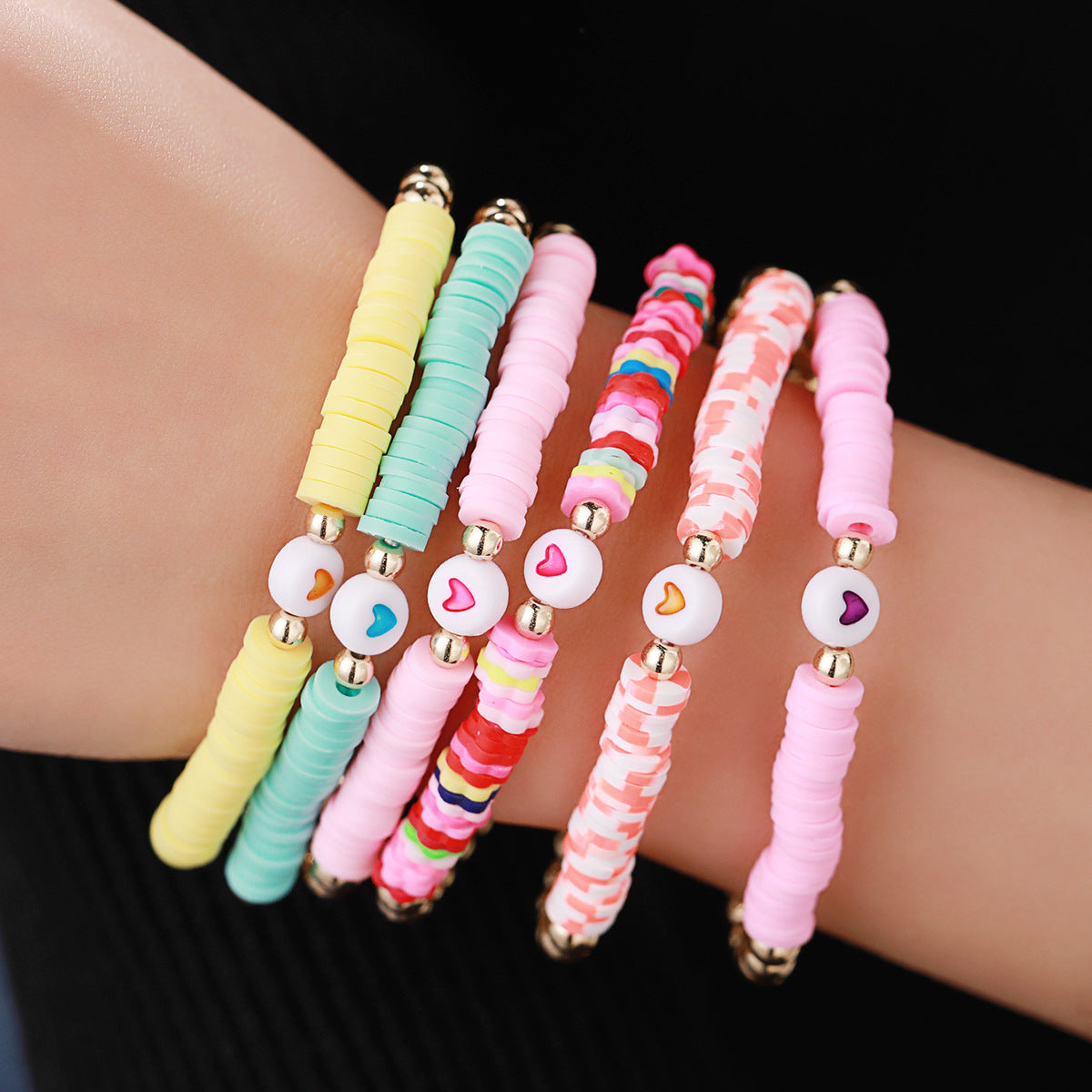 Women's Asian Ethnic Style Set Colorful Polymer Bracelets