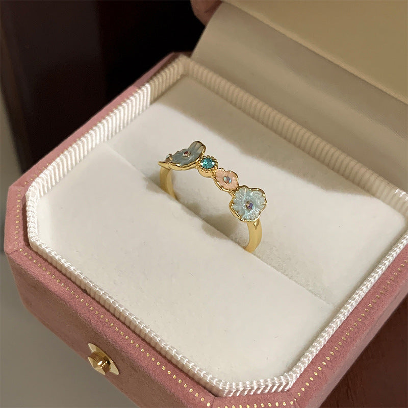 Korean Lace Zircon Flower Light Luxury High Sense Rings