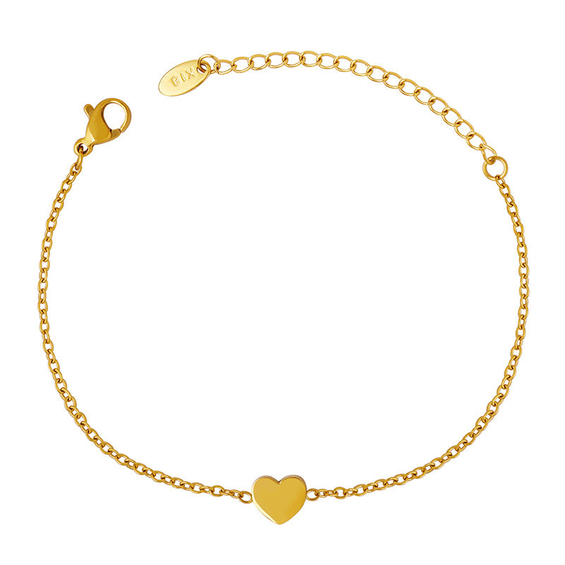 Bracelets Femme Petit Coeur Simple Acier Titane Plaqué Or