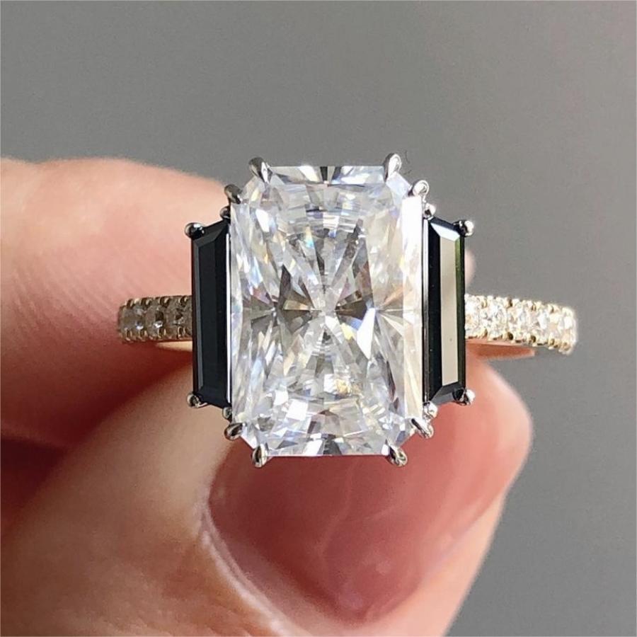 Women's Sier Inlaid Zircon Creative Square Diamond Simple Ring