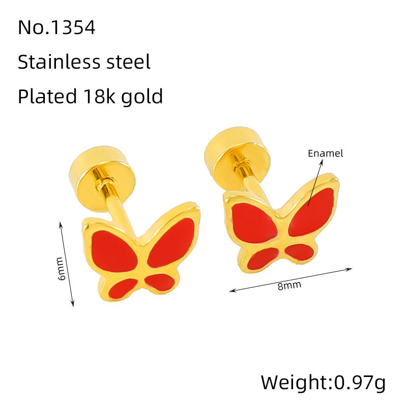 Women's Fashion Butterfly Ear Bone Cute Sweet Stainless Steel Rings