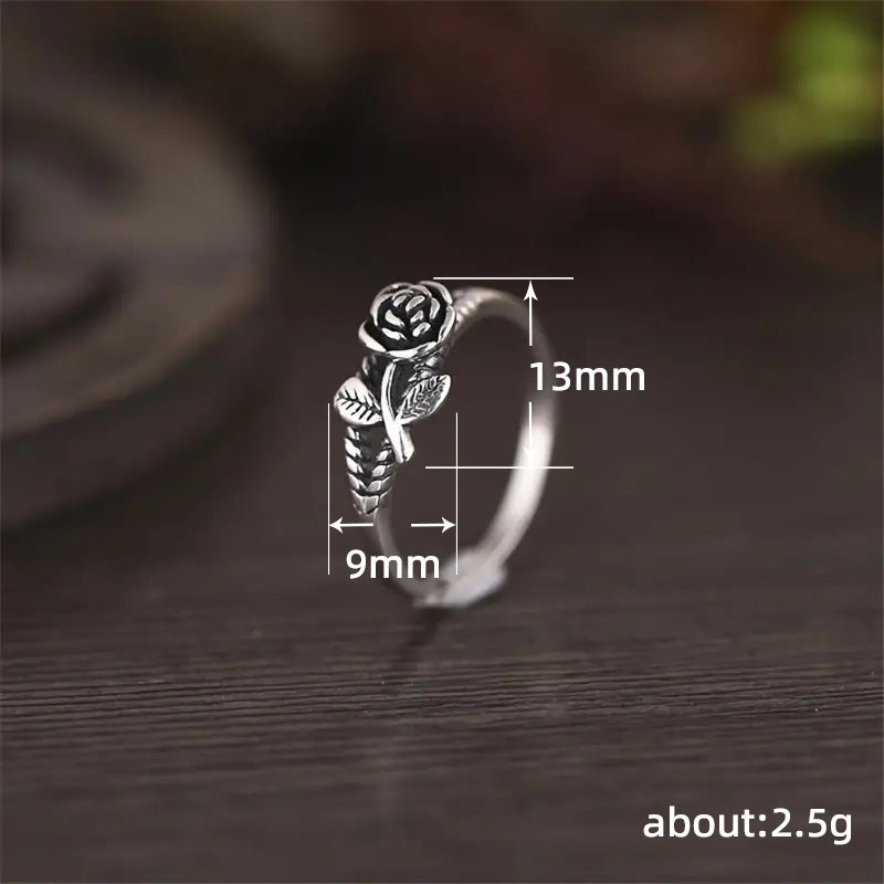 Old Flower Three-dimensional Rose Classical Fine Circle Rings