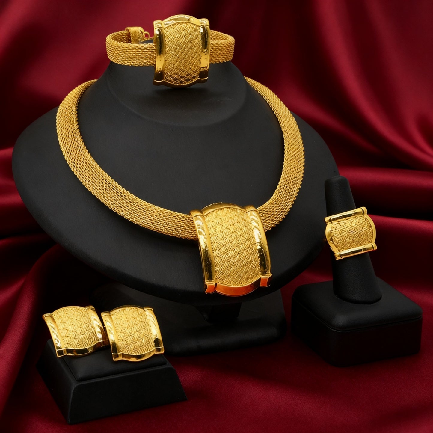 Glamorous Graceful Indian Gold-plated African Bride Jewelry Set