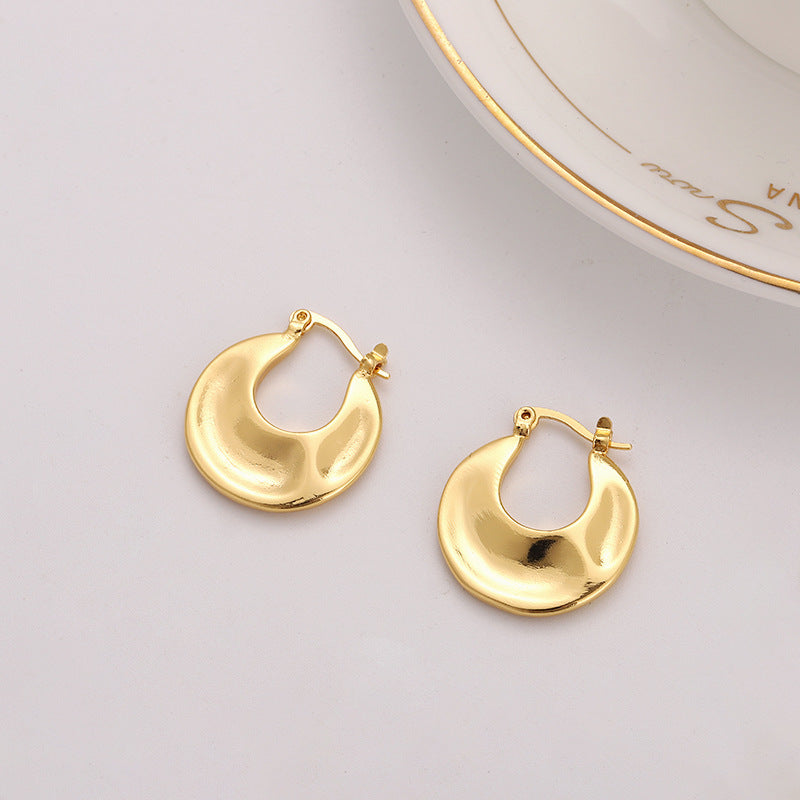 Boucles d'oreilles simples à clip d'oreille de qualité or irrégulière pour femmes