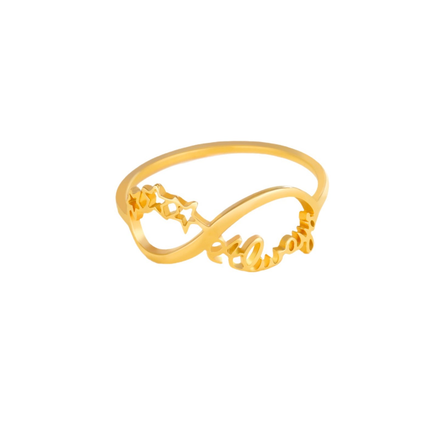 Women's Stainless Steel Gold Love Star Eternal Power Ring