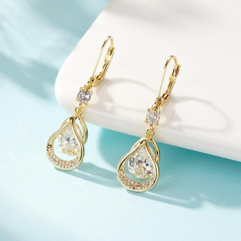 Luxury Advanced Sense Opal Zircon Geometric Water Drop Female Classy Rings