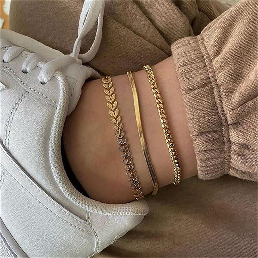 Women's Style Retro Gold Cross Fine Anklet Bracelets