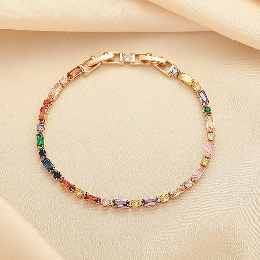 Women's Copper Plated Real Gold Zirconium Candy Bracelet