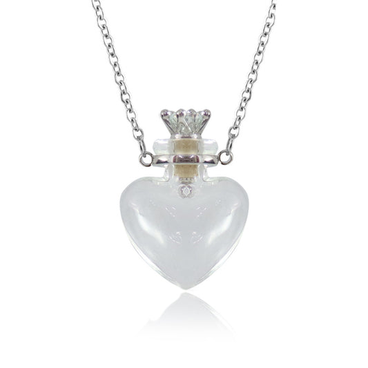 Transparent Heart-shaped Colored Glaze Perfume Essential Necklaces