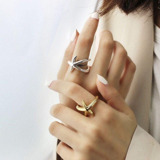 Starfish Female Design Fashion Style Opening Rings