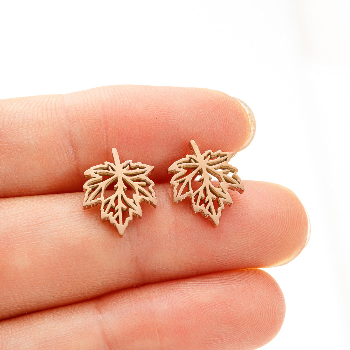 Fashion Personality Hollow Out Maple Leaf Light Earrings