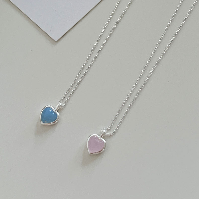 Sterling Sier Pink Love Peach Heart Sweet Necklaces