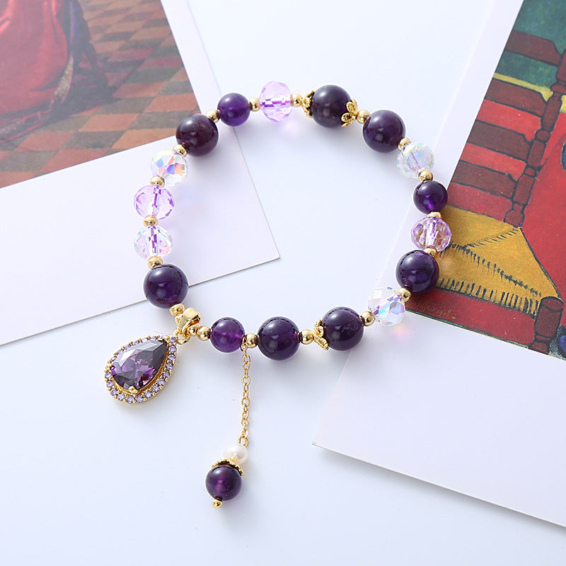 Women's Noble Amethyst Refined Zircon Love Pendant Bracelets