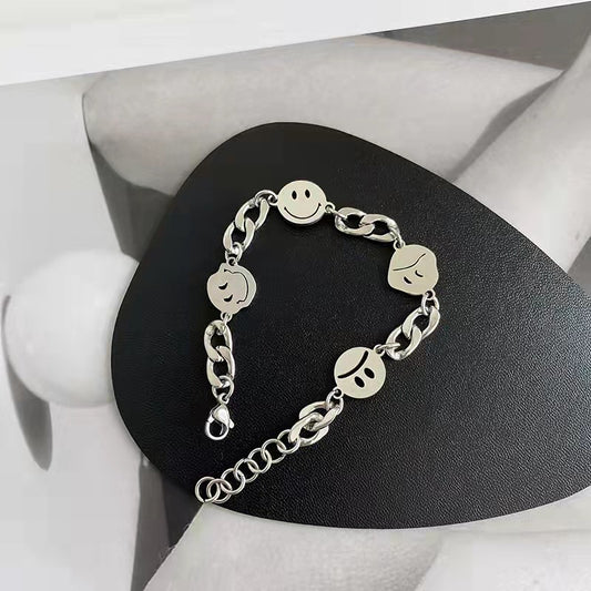 Bracelets froids au Design Cool et Smiley pour femmes, hommes et acier, sans décoloration