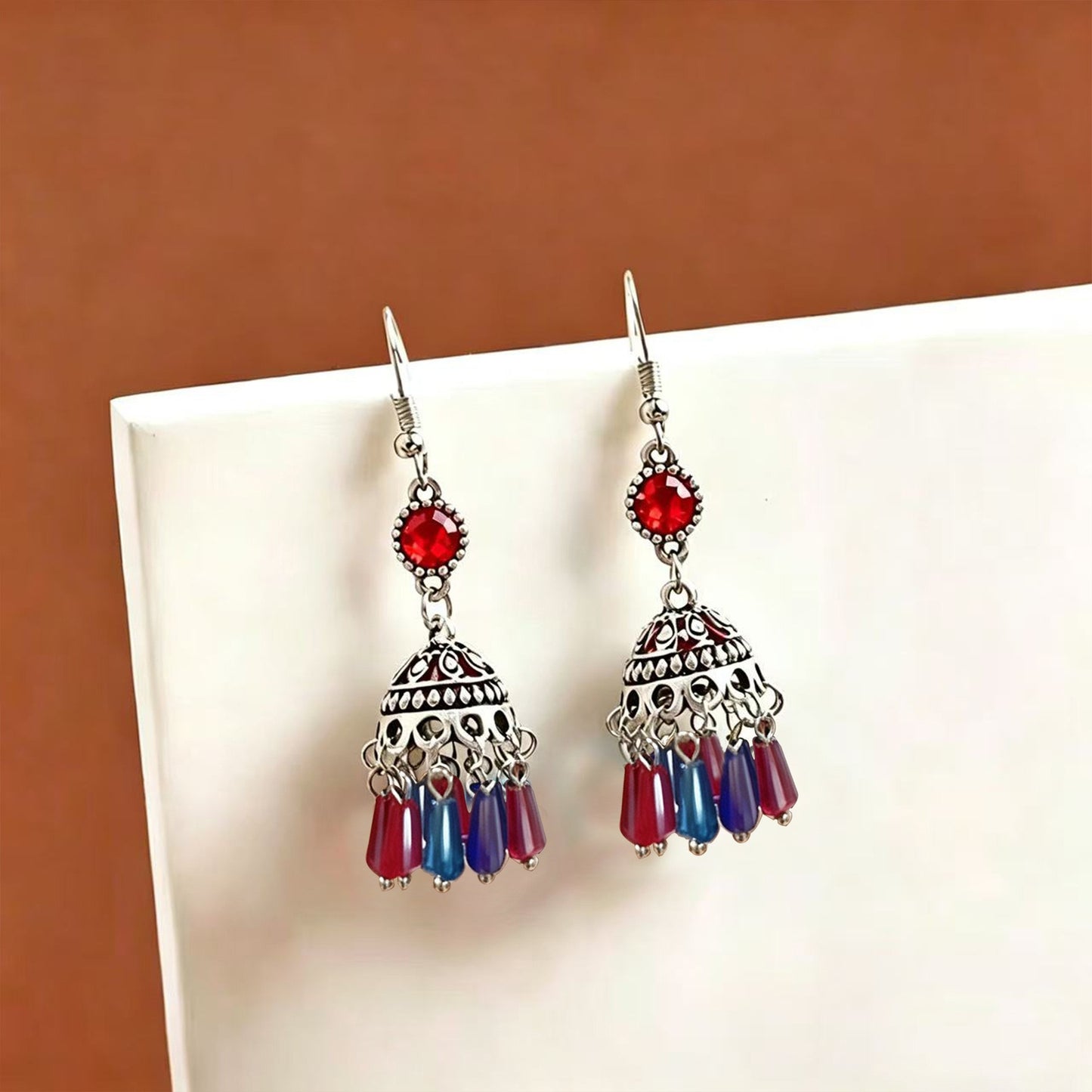 Ethnic Style Tassel Long Bohemian Crystal Yunnan Summer Earrings
