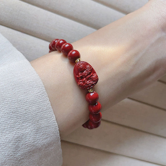 Bracelets rétro simples pour femmes, bouddha de naissance, cinabre