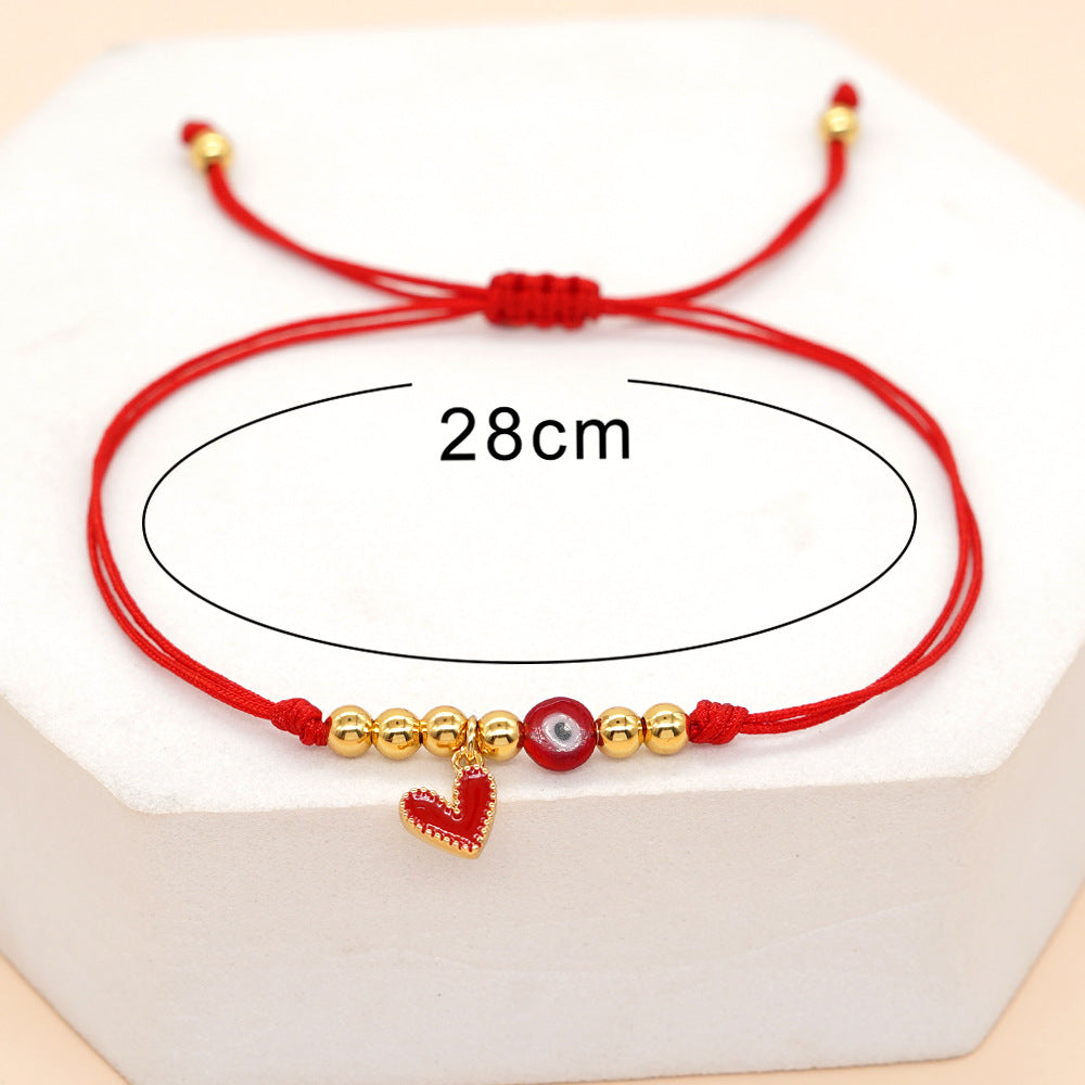 Jewelry Friendship Rope Multicolor Dripping Oil Love Heart Small Bracelets