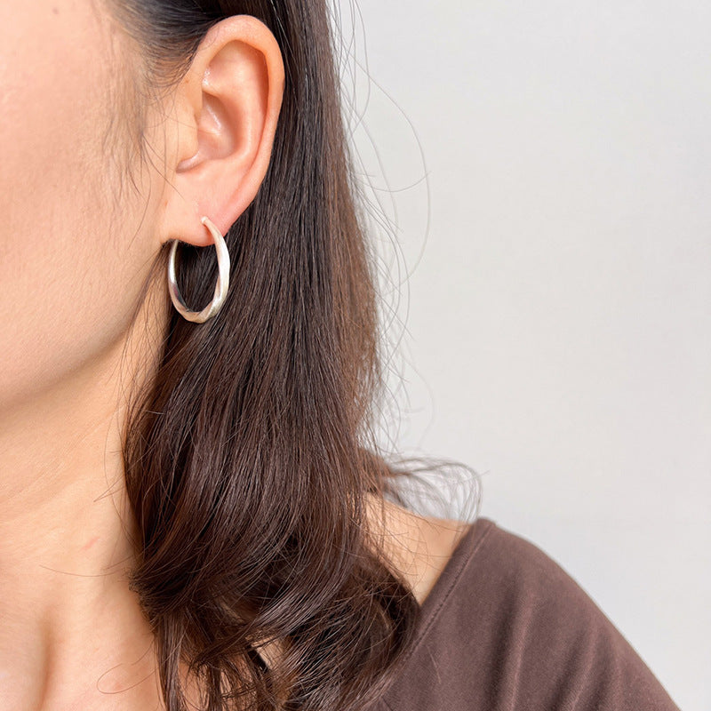 Brushed Sier Round High-grade Hoop Graceful Ear Clip