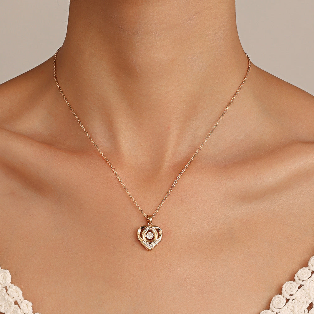 Women's Luxury Fashion Diamond Studded Hollow Heart-shaped Collarbone Valentine's Necklaces