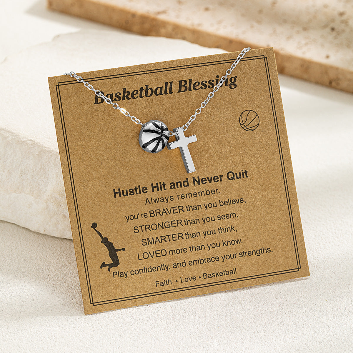 Sports Style Card Alloy Love Cross Basketball Necklaces