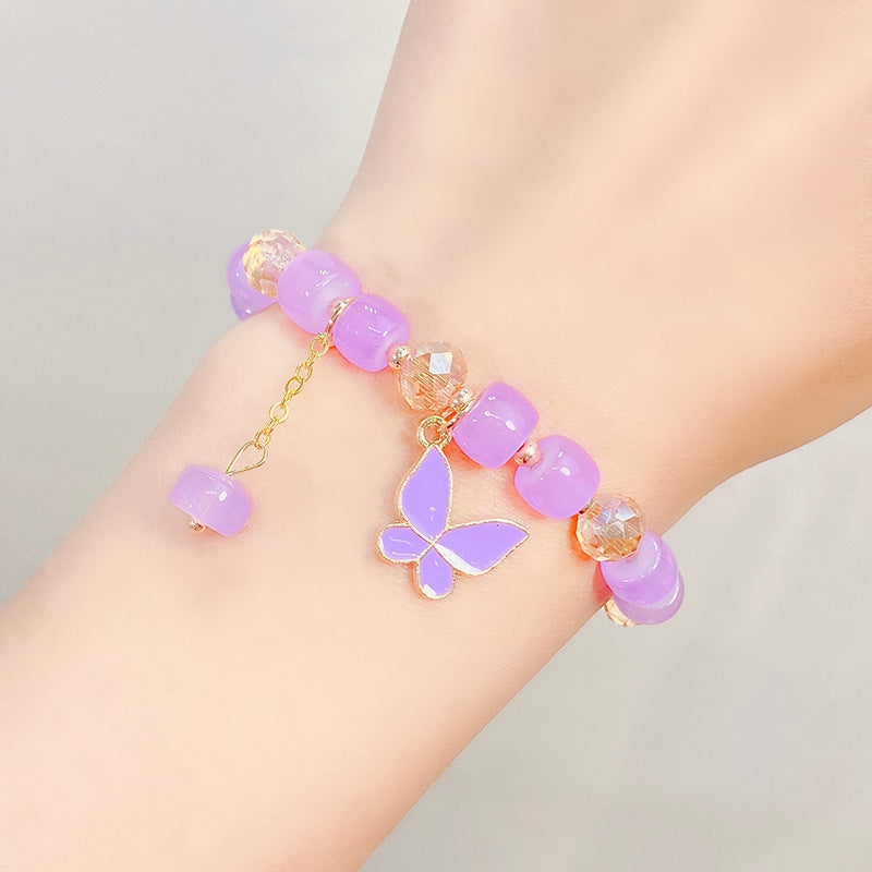 Children's Glaze Beaded Princess Cartoon Crystal Flowers Bracelets