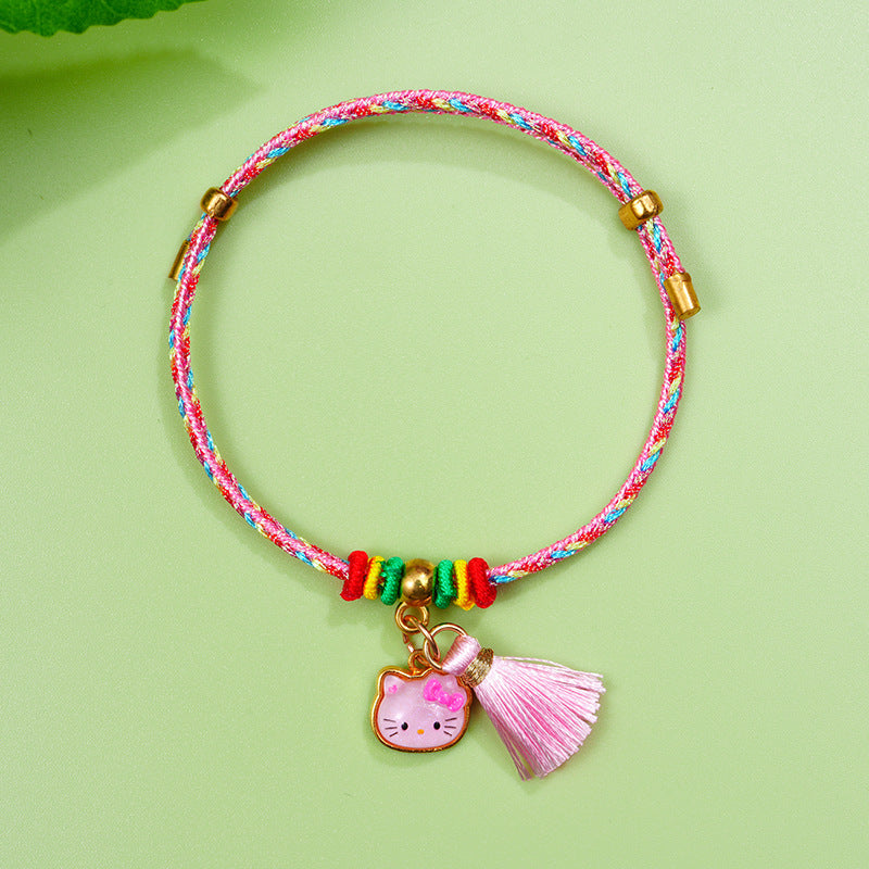 Boat Festival Colorful Rope Hand-woven Couple Cartoon Tassel Pink Carrying Bracelets