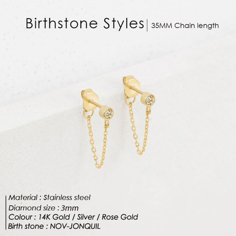 December Not Stainless Steel Tassel Light Luxury Color Earrings