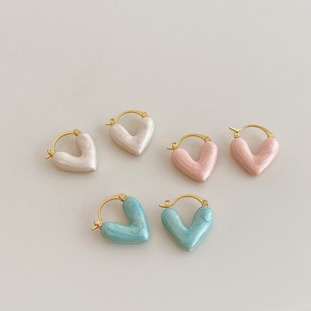 Women's Drop Oil Love Heart Niche Design Simple Earrings